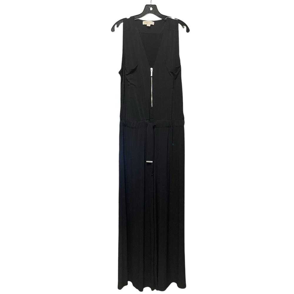 Black Michael Kors Women's Sleeveless Zip Front Wide Leg Jumpsuit XL